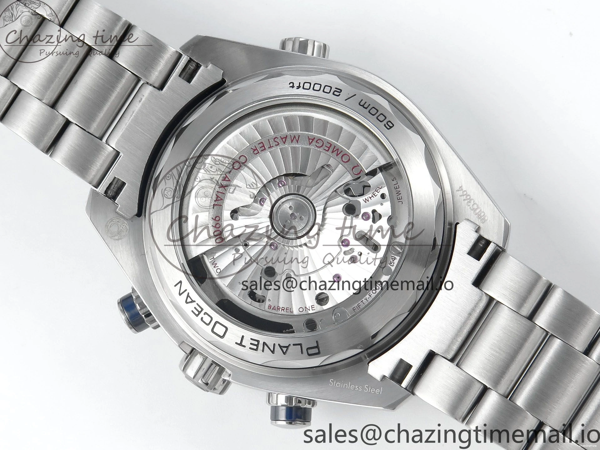 0319 Planet Ocean Master Chronometer 600M 45.5mm SS SCF 1:1 Best Edition Blue Bezel Blue Dial on SS Bracelet A9900 Super Clone Lightweight 7676